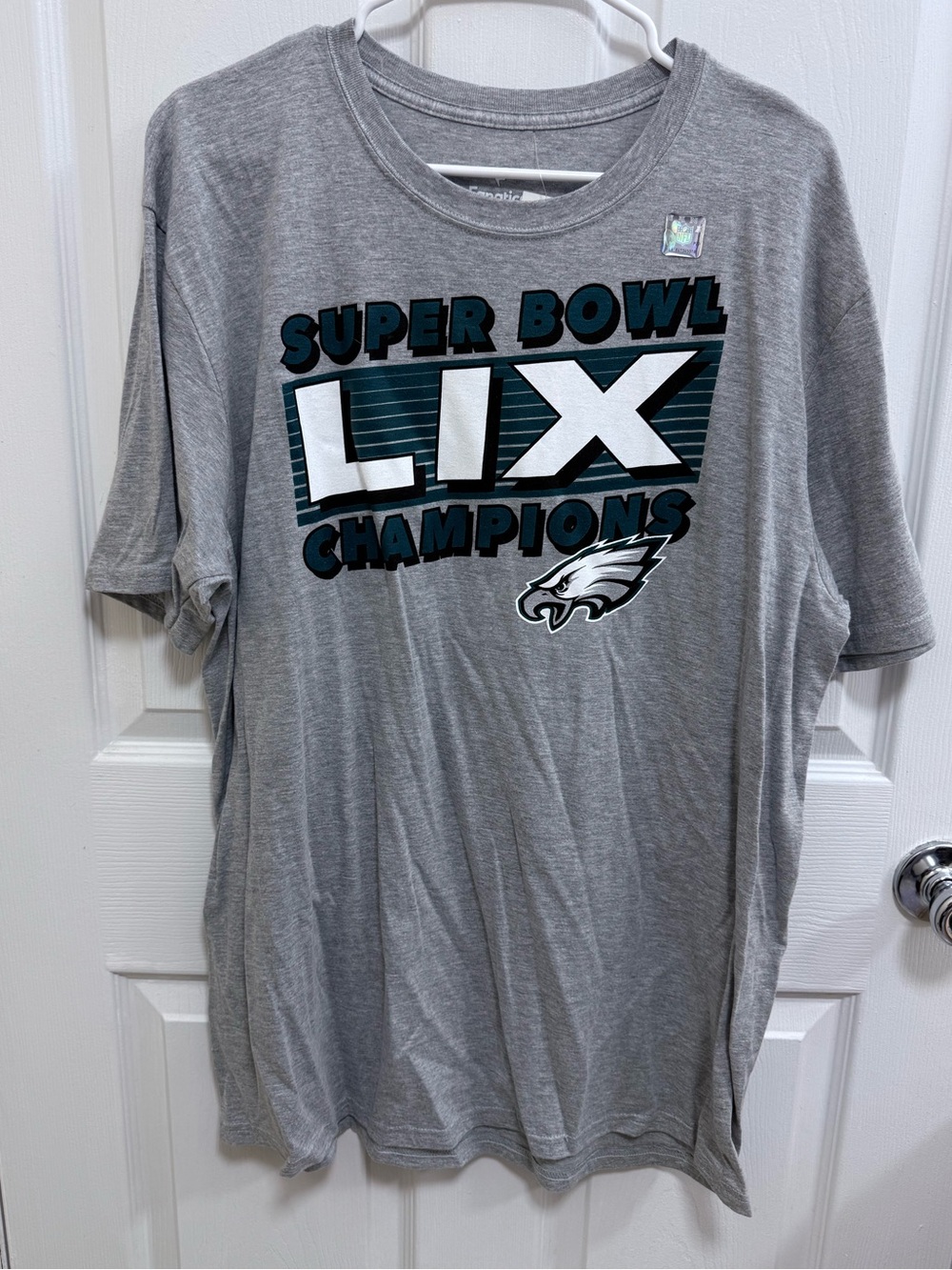NWT Philadelphia Eagles Super Bowl LIX Champions Gray T-Shirt w Roster, Size XL